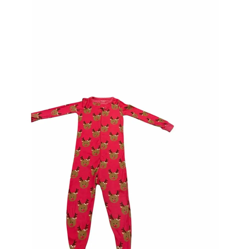 The Children's Place Baby 2T Reindeer Print Long Sleeve Stretchie One Piece
